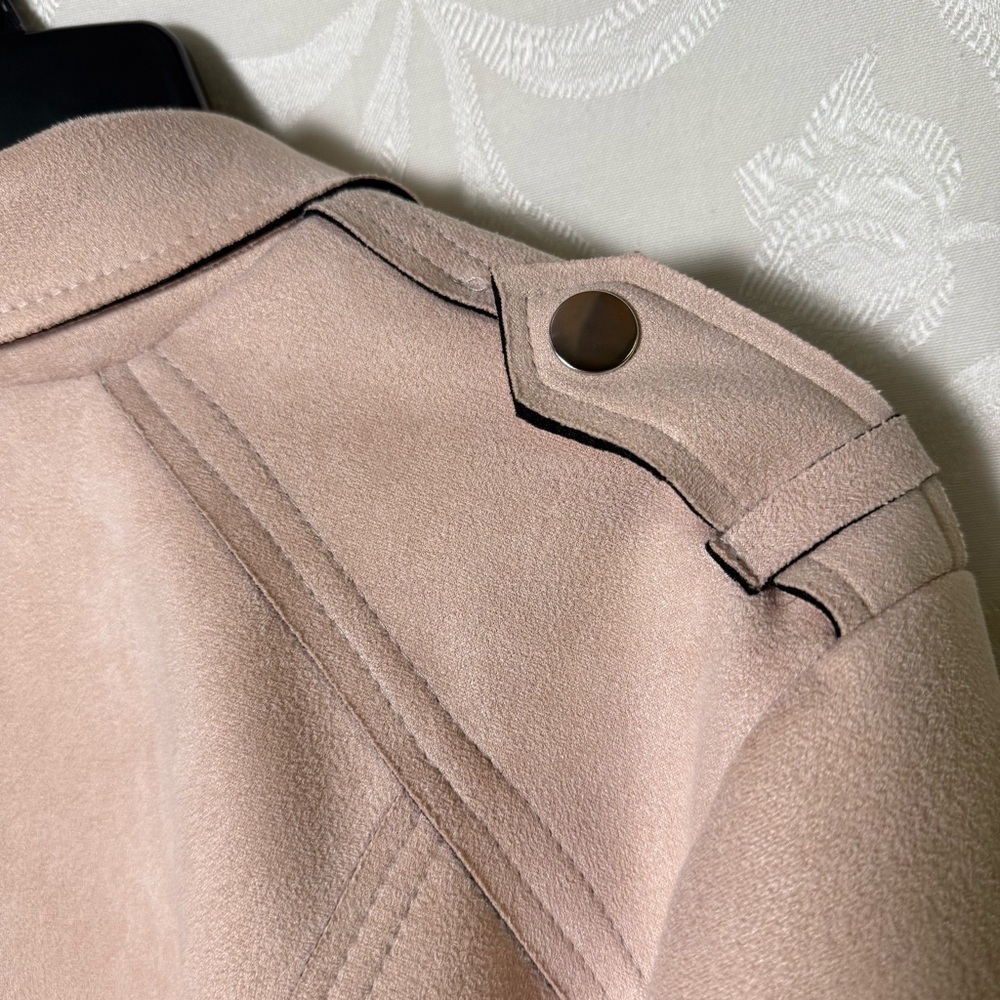 Torrid Womens Faux Suede Moto Jacket sz 3 Blush Pink Outdoor Casual Zip Up Biker - Picture 9 of 16